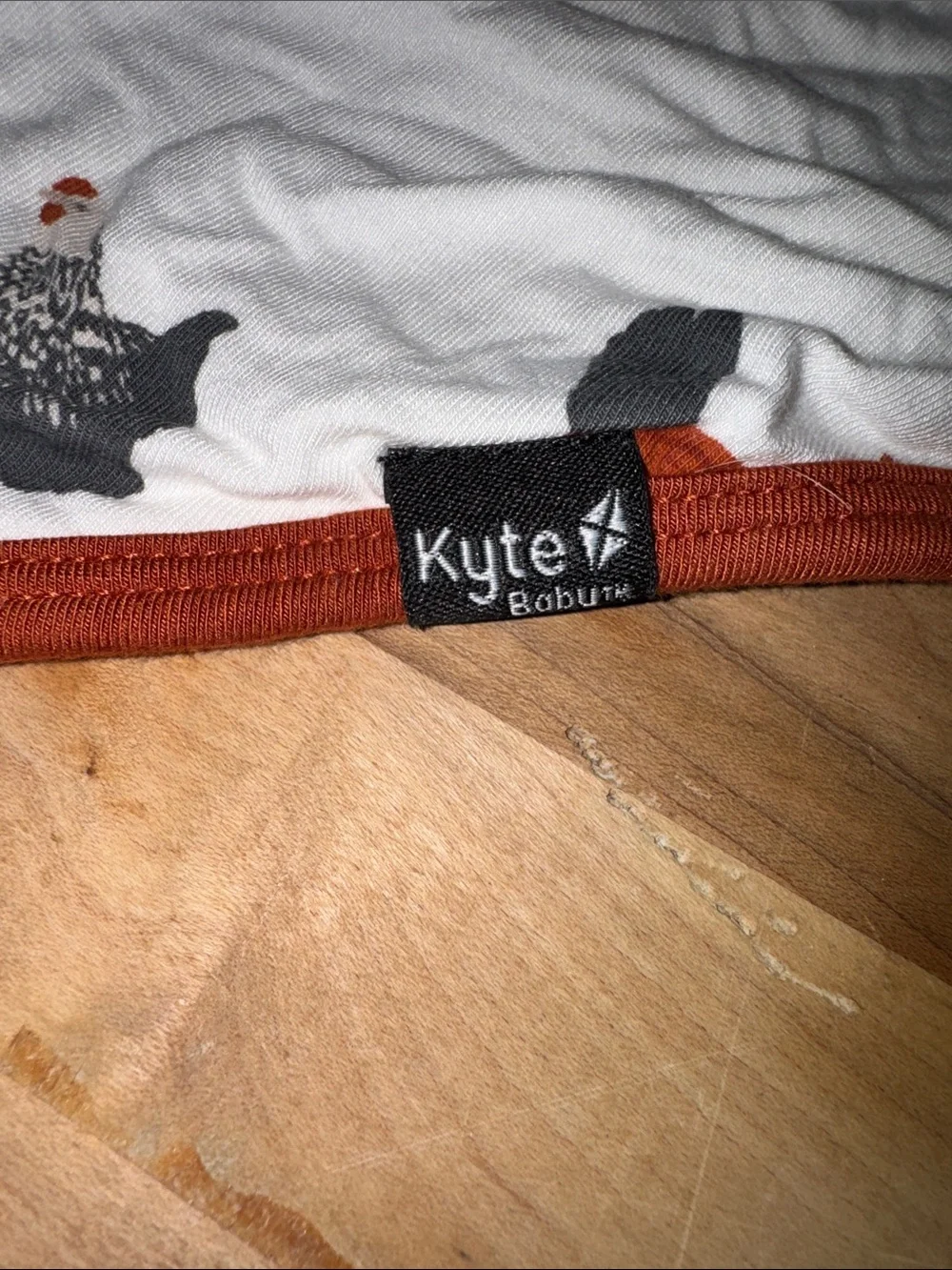 Kyte BABY Chicken Print Bandana Bib with Rust Trim